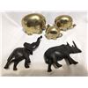 Image 5 : Three brass elephants + two wooden animals