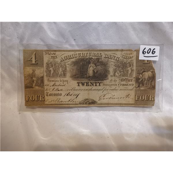 Rare 1857 Agricultural Bank $4 Bill