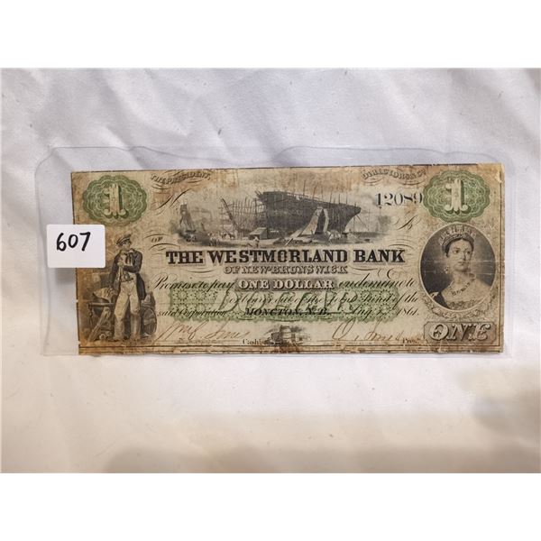 1861 Westmorland Bank $1 Bill