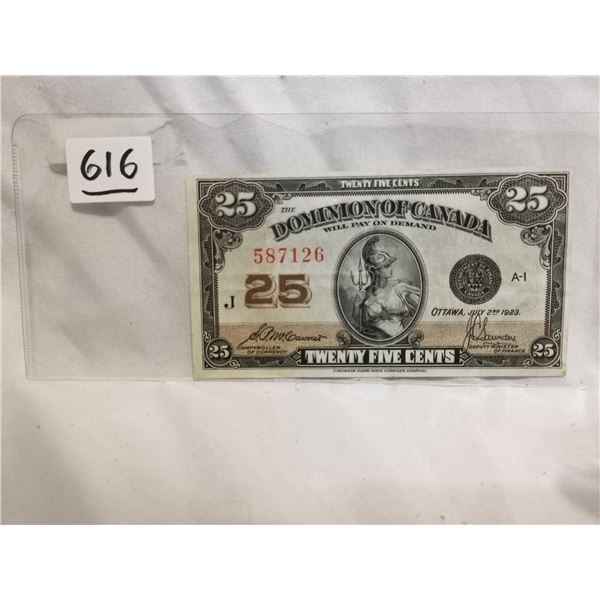1923 25 cent Shinplaster, high grade