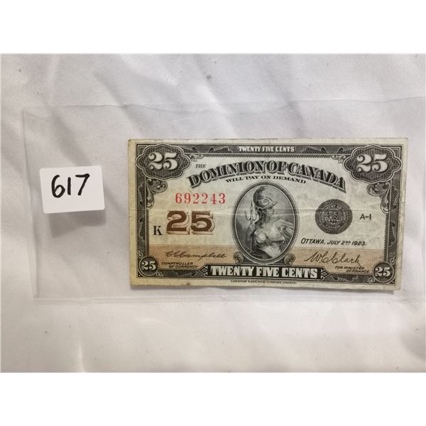 1923 25 cent Shinplaster