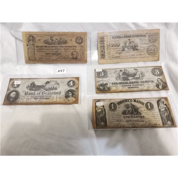 Five Copies of Charter Banks Bills