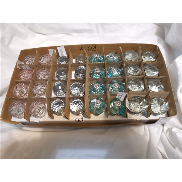 32 NOS Glass Knobs