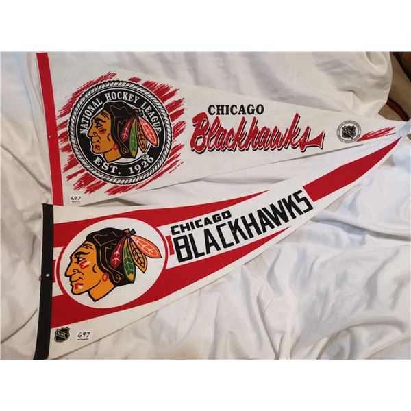 Two Chicago Blackhawks NHL Banners