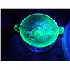 Image 1 : URANIUM GLASS TWO HANDLED SUGAR BOWL NO CHIPS OR CRACKS BEAUTIFUL GLOW