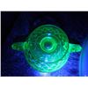 Image 4 : URANIUM GLASS TWO HANDLED SUGAR BOWL NO CHIPS OR CRACKS BEAUTIFUL GLOW