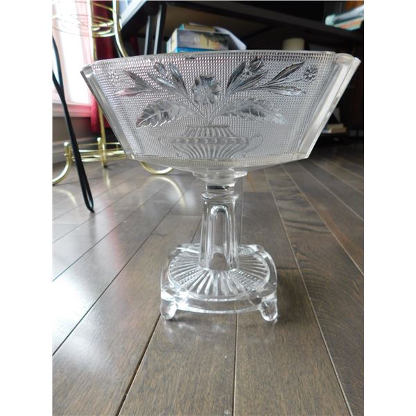 EAPG  1880’S PEDESTAL BASE, FLORAL DESIGN, FOOTED COMPOTE, NO CHIPS