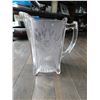 Image 1 : EAPG 1880’S LARGE PITCHER, FLORAL DESIGN, 8 ½ “TALL SMALL CHIP ON ONE FOOT