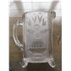 Image 6 : EAPG 1880’S LARGE PITCHER, FLORAL DESIGN, 8 ½ “TALL SMALL CHIP ON ONE FOOT