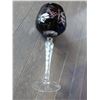 Image 5 : RUBY RED CUT TO CLEAR CRYSTAL WINE GLASS, EARLY