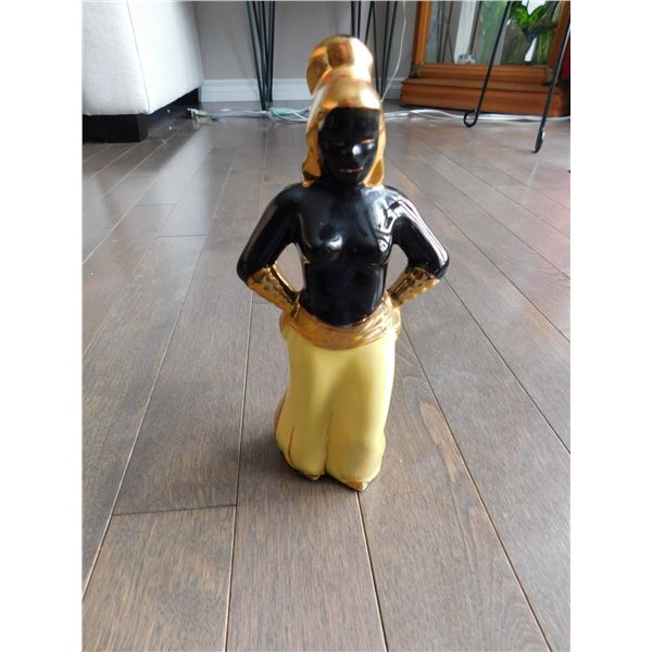 CERAMIC BLACKAMOOR NUBIAN, GENIE DANCER, 22KT GOLD ACCENTS