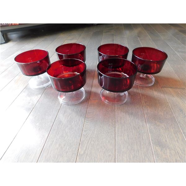 ARCOROC FRANCE RUBY RED DESERT DISHES, SET OF 6