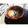 Image 2 : LARGE GOOFUS GLASS SERVING BOWL OVER 9” DIAMETER RED AND GOLD