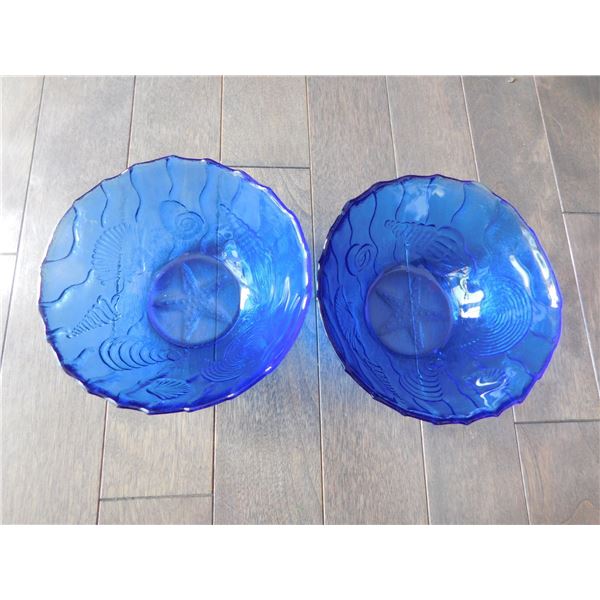 2-COBALT BLUE, 5” DIAMETER, WITH EMBOSSED SEA LIFE DESIGN