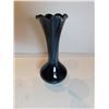 Image 1 : ART GLASS BLUE AND BLACK BUD VASE 6” TALL