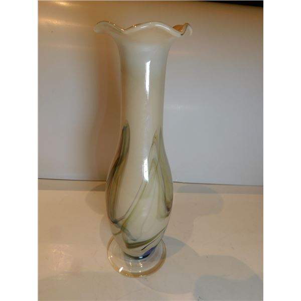 ART GLASS SWIRL BUD VASE 9” TALL