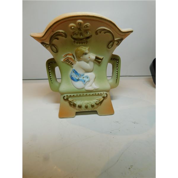 SCARCE OCCUPIED JAPAN, MORIYAMA, BUD VASE WITH ANGEL, DAMAGE AS SHOWN