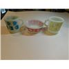 Image 1 : VINTAGE FIREKING AND TERMO-RAY DISHES, ONE WITH TULIPS