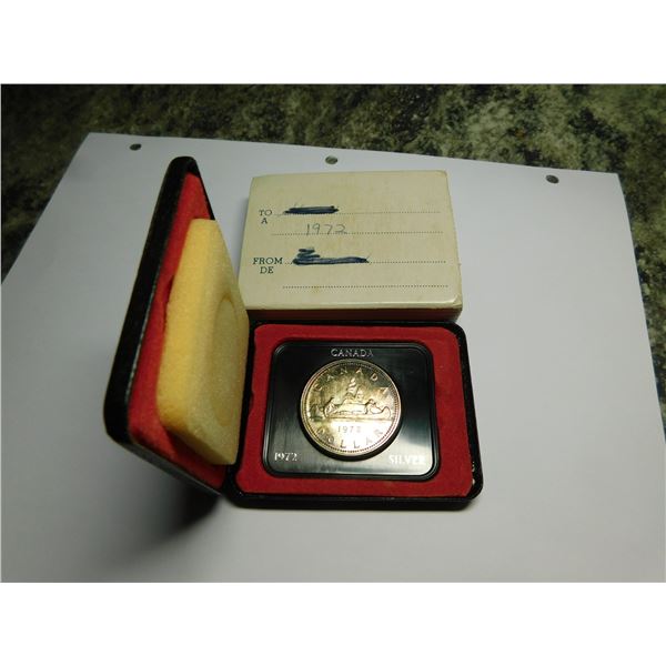 1972 SILVER, SILVER DOLLAR IN CASE, 0.375OZ GSW IN SILVER