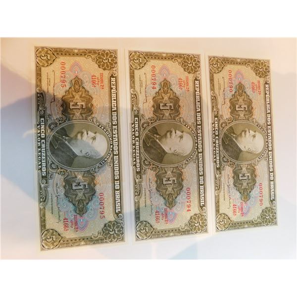 3 BRAZILLIAN BANK NOTES