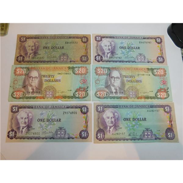 6 JAMAICAN BANK NOTES
