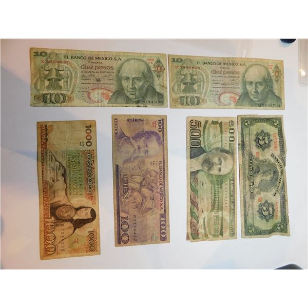 6 MEXICAN BANK NOTES