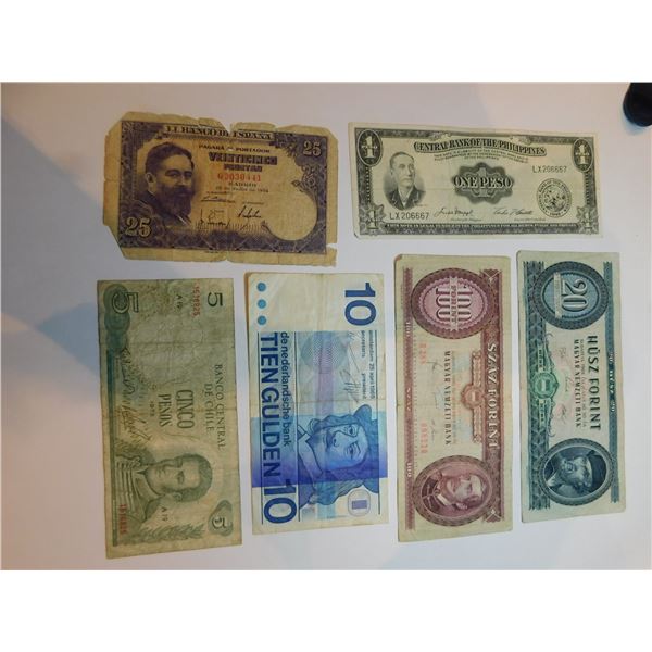 6 FOREIGN BANK NOTES