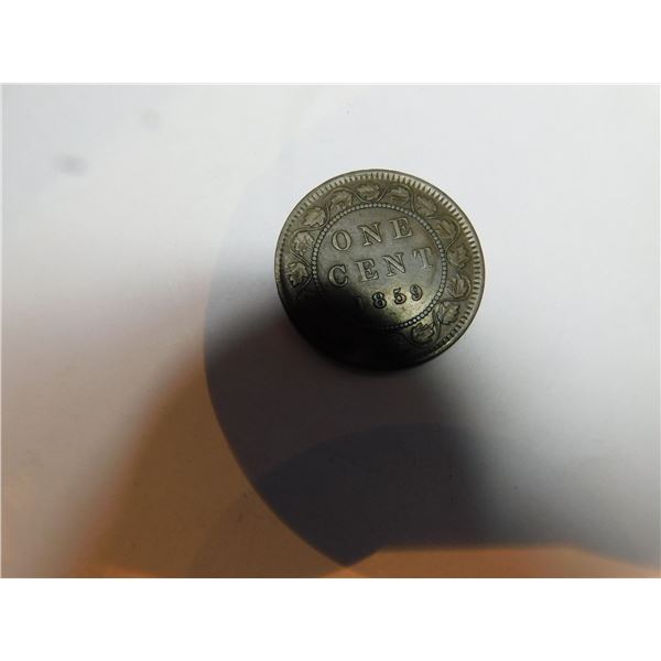1859 EVEN 9 LARGE CENT, NARROW DATE