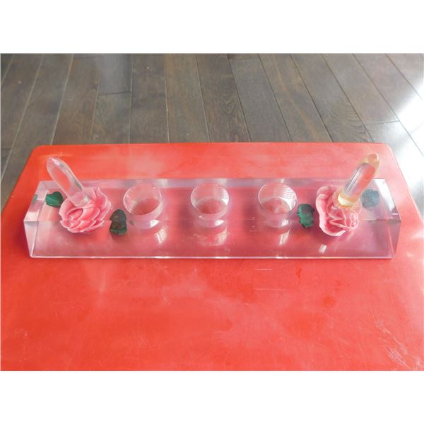 VINTAGE LUCITE RING AND LIPSTICK HOLDER