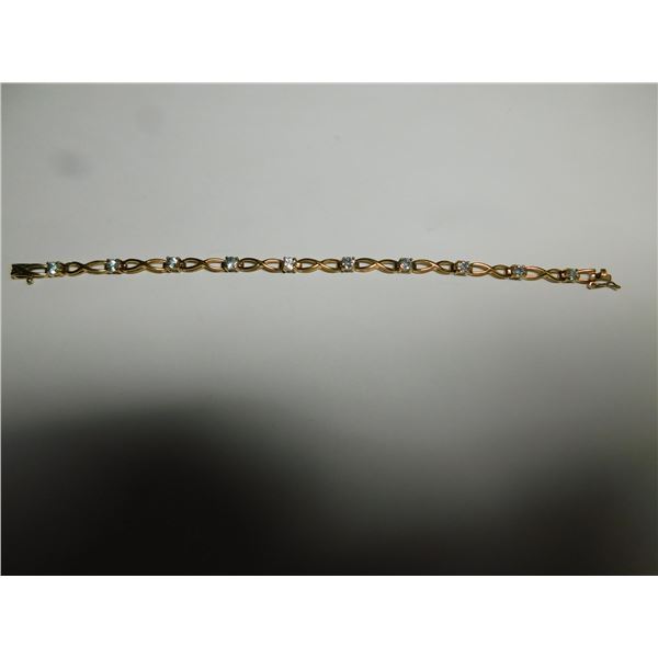 STERLING INFINITY AND CRYSTAL BRACELET, GOLD TONED