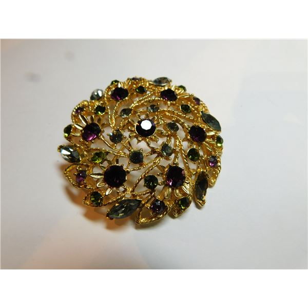 COLOURFUL GOLDTONE BROACH