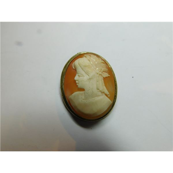 SILVERTONE CAMEO SHELL BROACH