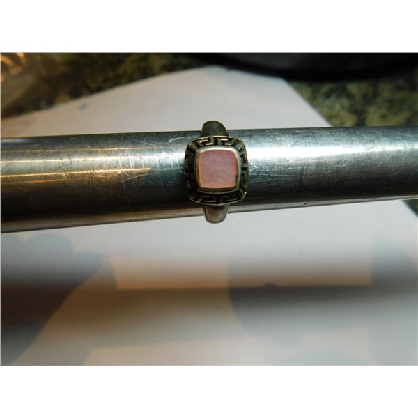 STERLING RING PINK INSERT SIZE 8