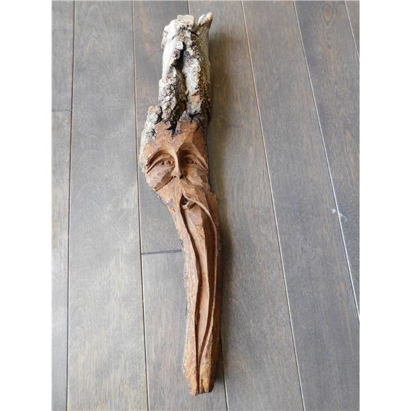 SIGNED, WILD MAN CARVING
