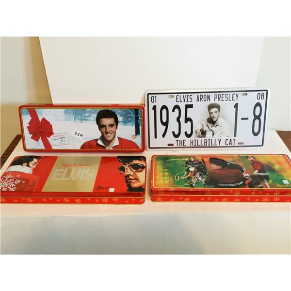 (3) Elvis Tins & Novelty Elvis License Plate