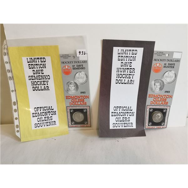 Oilers Dave Semenko & Dave Hunter Hockey Tokens