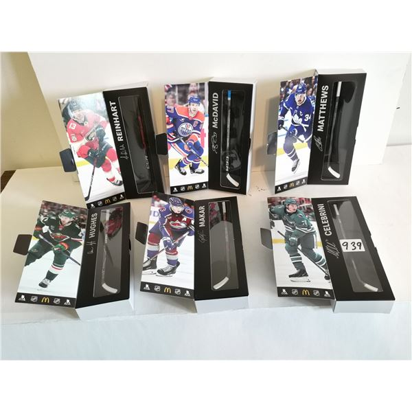 McDonald’s NHL Mini Hockey Sticks – McDavid, Matthews, Celebrini, Makar, Hughes, R