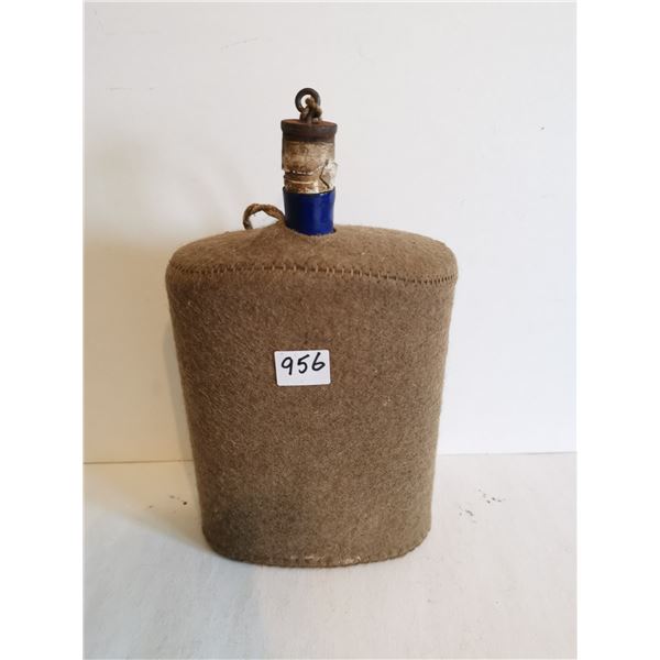 Antique WWII Tin Water Bottle – 5.5”x 2.5”x 9.5”