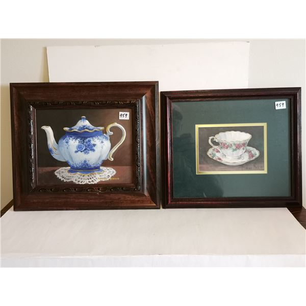(2) Framed Art Prints (Teapot 15x13” & Teacup 14x12”)