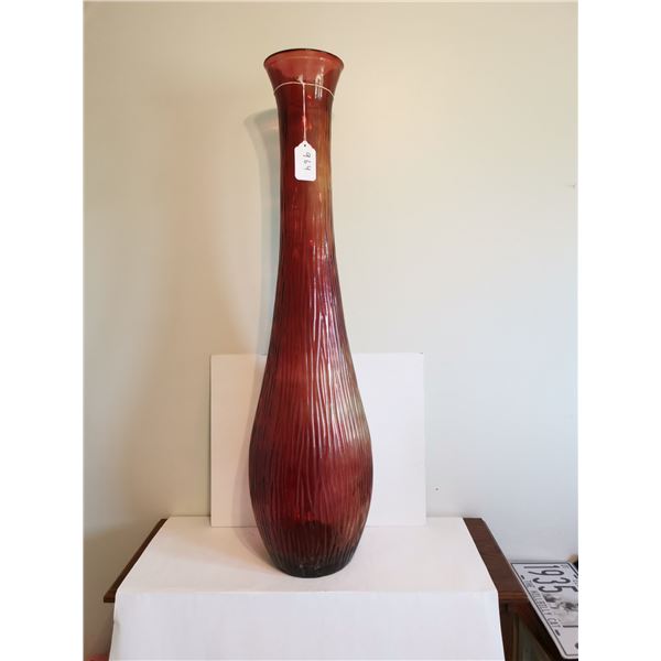 39” Tall Glass Amber Vase