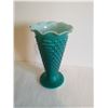 Image 3 : Vintage Teal Milk Glass Vase, 9.5” tall