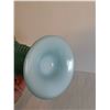 Image 5 : Vintage Teal Milk Glass Vase, 9.5” tall