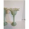 Image 2 : (2) Glass Flower Candle Holders, 11.5” tall