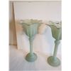 Image 3 : (2) Glass Flower Candle Holders, 11.5” tall