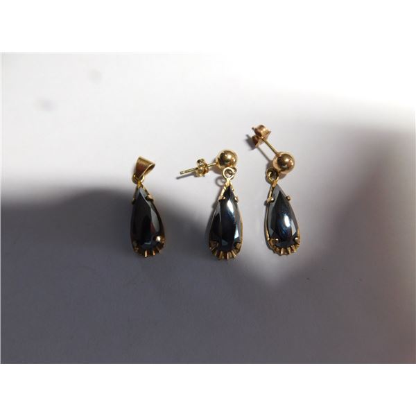 10KT GOLD, ALASKAN DIAMOND EARINGS AND PENDANT