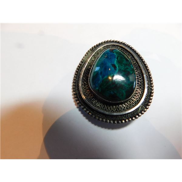 STERLING SILVER, CHRYSCOLLA PENDANT/BROACH 19.27G T-W