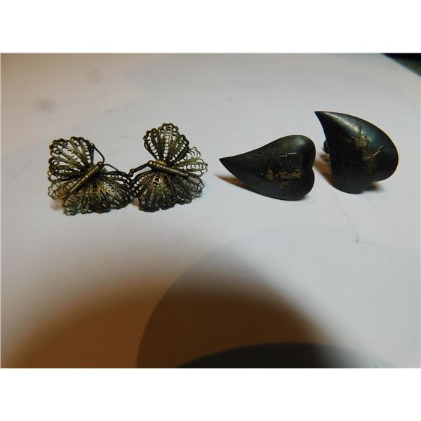 2-PAIRS STERLING SILVER EARINGS, SCREWBACK AND PIERCED