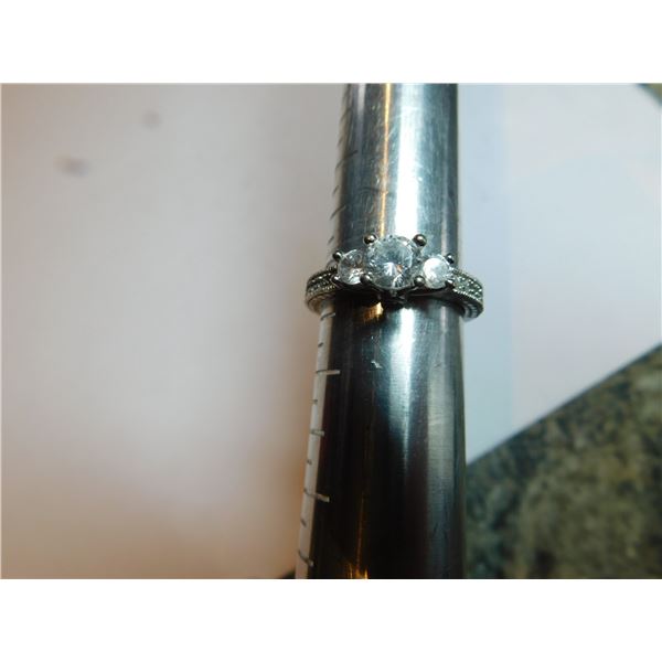 STERLING AND CRYSTAL RING, SIZE 6