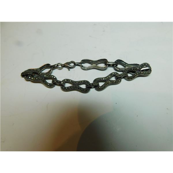 STERLING SILVER AND MARCESITE LINK BRACEDLET