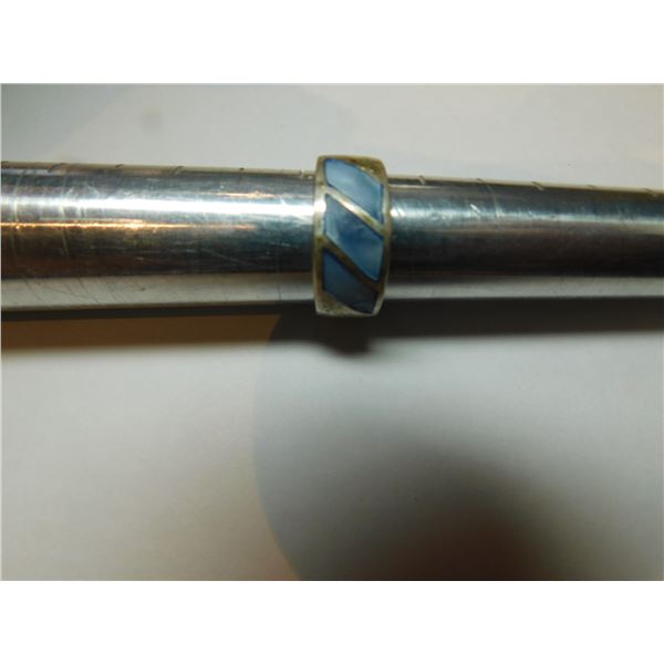 STERLING RING, BLUE INLAY, SIZE 6 ¾